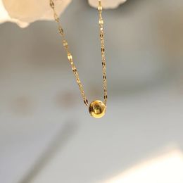 Simple Fashion Gold Bead Necklace Female Steel 18 K Plated Round Ball Pendant Choker Short Wholesale 240511