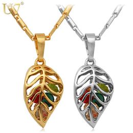Pendant Necklaces U7 Sale Collier Maxi Necklace Collares Colourful Crystal Trendy Women Jewellery Gold/Silver Colour Leaf Necklaces Pendants P367 Q240525