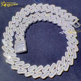 Customised Baguette 18Mm Ice Cut Diamond Miami Link Men's Necklace S Sterling Sier Moissanite Cuban Chain