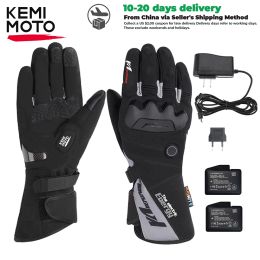 KEMIMOTO Electric Heated Gloves Touch Screen Skiing Motorcycle Gloves Waterproof Rechargeable Heating Thermal Mittens