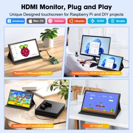 Eyoyo HD 1024x600 Mini 10.1" IPS Capacitive Touchscreen Raspberry Pi 4/3B/3B+ Display HDMI Portable Monitor for Laptop/Banana Pi