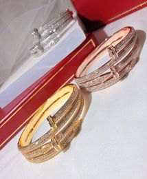 brands screw Full drill nails Bracelet Gold Bracelets Women Bangles Punk for gift luxurious Superior quality jewelry Doub4467176