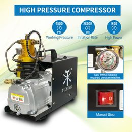 TUXING TXES022 30Mpa 4500Psi 300Bar PCP Air Compressor Electric High Pressure Compressor Auto-Stop for Scuba Diving Tank