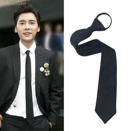 Bow Ties 38/48cm Black Wine Red Korean Style Lazy Zipper Tie Men And Women Matching Shirt 5cm Wedding Student Gifts Uniform 71dd