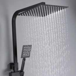 Display Thermostatic Black Shower Faucet Set Piano Rainfall Bathtub Tap With Bathroom Shelf Water Flow Produces Electricity