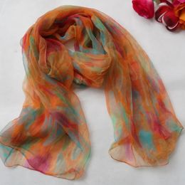 Women 100% Natural Silk Long Silk Scarf Printed Fashion Silk Shawl Female Plus Size Silk Scarf 180*105cm For WinterAutumn 240524