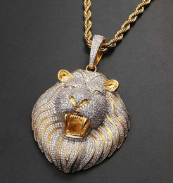 Mens Jewelry Hip Hop Iced Out Pendant Luxury Designer Necklace Bling Diamond Cuban Link Chain Big Pendants Lion Animal Rapper Acce5113037