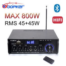 Woopker Bluetooth Amplifier BT-298 Pro 400W+400W Digital HIFI Audio Stereo Power Amplifier 2 Channel Amplifiers for Home Car