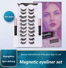 Magnetic Eyelashes Magnetic Liquid Eyeliner Kit with Tweezers 10 Pairs Upgraded 5D Magnetic False Lashes Natural Reusable No Glue 1045184