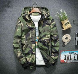 Windbreaker Jackets Men Casual Spring Hooded Camouflage Jacket Mens Streetwear Hip hop Sportwear Camo Army Jacket Plus Size Y211225847211