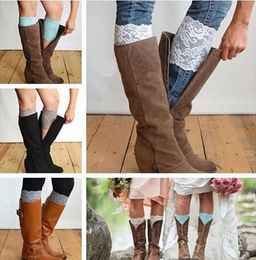 Whole Stretch Lace Boot Cuffs Women GIRLS LEG WARMERS Trim Flower Design Boot Socks Knee 10pcslot9301092