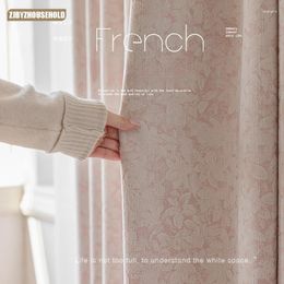 Curtain Maiden Customised Pink French Chenille Jacquard Curtains For Living Dining Room Bedroom Premium Feeling High Blackout