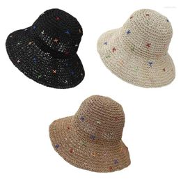 Berets Handmade Weaving Straw Hat For Teens Girl Hand Beach Holiday Camping Getaways Sun Breathable X4YC