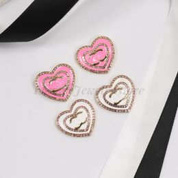 Designer Fashion Cute Pink Rhinestone Enamel Heart-shaped Earrings Fashion Personality Light Luxury Niche Design Sense Fashion All-match Gift