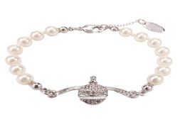 Charm Bracelets Saturn layer pearl Queen bracelet with logo lobster clasp designer luxury bangles cjeweler bijoux for mens womens1341009