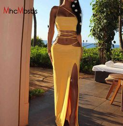 Two Piece Set Women Sexy High Split Long Skirt Beach Vacation Party Outfits Fairy Grunge Halter Lace Up Bandage Camis Crop Top 26748740