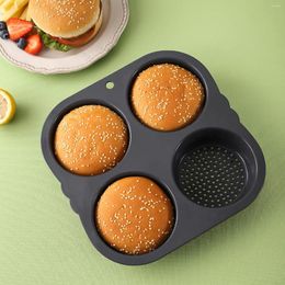 Baking Moulds 4 Holes Food Grade Silicone Mould High-Temperature Resistant Bread Plate Household Hamburger