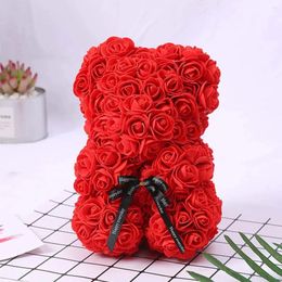 Decorative Flowers 1pc Valentine's Day Gift Creative Rose Bear Box PE Flower Romantic Foam Hug