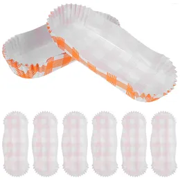 Disposable Dinnerware 100 Pcs Paper Dog Tray Fried Dogs Trays Holders Party Snack Container Boxes Corn Cake Checkered