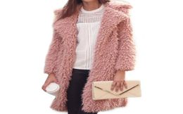 2018 Fashion Fuzzy Coats for Women Fashion Lapel Neck Long Coats 5 Colors Furry Slim Fit Outerwears7495732