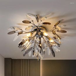 Ceiling Lights Led Art Chandelier Pendant Lamp Light Luxury Crystal Chrome Restaurant Nordic Postmodern Master Bedroom Creative Flower