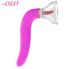 OLO Tongue Licking Vibrator Sex Toys for Woman Vacuum Cup Pump Inhale Labia Breast Inhale Enlarge Massage Sucker Pump Vibrator251k9533243
