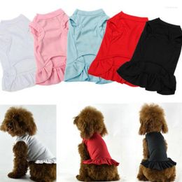 Dog Apparel Cat Solid Colour Clothes Spring And Summer Thin Small Puppy Ruffle Dress Pet Teddy Garment Dogs Accessories