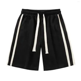 Men's Pants Summer Sweatpants Loose Suede Side Cut Athleisure Casual Solid Color Shorts Roupa Masculina