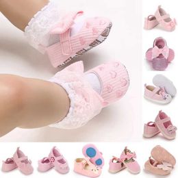First Walkers 0-18M Lovely Pink Spring Autumn Style Lovely Bow Solid Color Princess Shoes 0-18 Months Baby Casual Shoes Newborn Toddlers Q240525