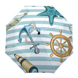 Umbrellas Anchor Starfish Telescope Automatic Umbrella For Rain Foldable Parasol Eight Strand Outdoor