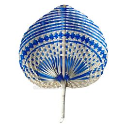 Ethnic Style Summer Cooling Handmade Natural Bamboo Wedding Party Hand Straw Weaving Hand-cranked Fan Art Craft Woven Home Decor