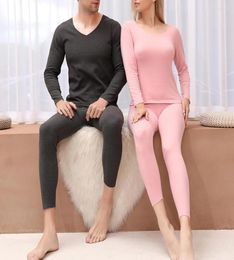 Men039s Thermal Underwear Long Johns For Men Women Set Traceless Mens Thick Velvet Autumn Clothes Top Pants Suit Sleepwear3658861