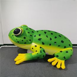 Green Inflatable Frog With Strip For Advertising Inflatables Ballloon Park Stage Decoration