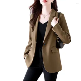 Women's Suits 2024 Autumn Blazer Women Long Sleeve Single Button Coat Female Suit Jacket Fashion Work Wear Slit Outerwear Ladies 4XL W317