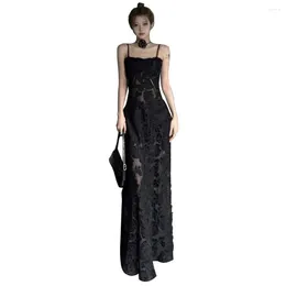 Casual Dresses Long Lace Prom High Slit Corset Strap Women Formal Party Wear Up Back Black Girls Evening Dress