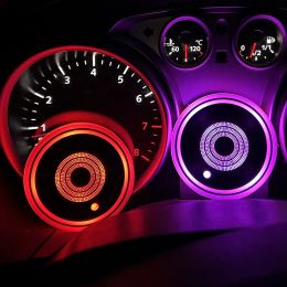 2PCS LED Cup Holder Lights for Car, Rechargeable 7 Color-Changing Light Up Cup Holder Insert Coasters, Car Accessories for Teens