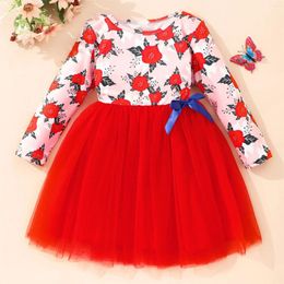 Girl Dresses Halloween Little Pumpkin Flower Print Long Sleeve Double Mesh Dress For 3 Big Girls Tennis Baby Christmas