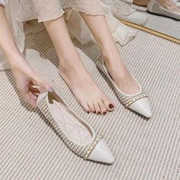 Casual Shoes 2024 Fashion Summer Women Flats Pumps Elegant Color Matching Pointed Comfortable Outdoor Office Women's Ballet