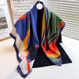 Scarves Abstract Twill Square Silk Scarf For Women Design Stoles Hijab Colourful Print Wraps Lady Headband Shawl Bandana 2024 Foulard