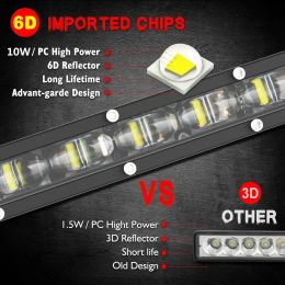 6D Ultra Strip LED Light Bar 8" 14" 20" inch Driving Fog Lamp Work Light 4x4 Led Bar for Motorcycle Car Offroad SUV ATV Tractor