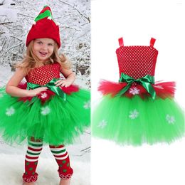 Girl Dresses 2024 Christmas Clothing Red Green Party Tutu Girls Santa Claus Dress Stage Performance For Carnival