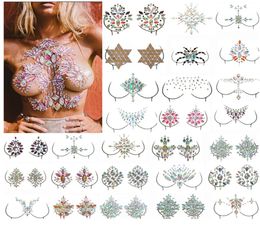 Jewel Adhesive Gems Chest Tattoo Sticker Face Neck Chest Gems Wedding Party Body Boobs Makeup Tools Charm Sexy Decor Sticker1794576