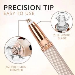 Ladies Eyebrow Trimmer 2 in 1 Electric Facial Epilator USB Rechargeable Nose Hair Trimmer Private Underarm Convenience Shaver