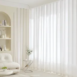 Curtain White Semi Transparent Modern House Drapes Grommet Top Hook Thick Tulle Window Curtains For Living Room Bedroom