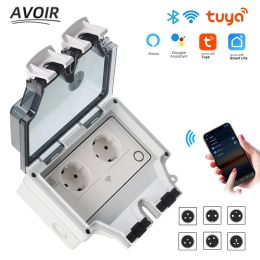 Avoir Tuya Smart Electrical Sockets IP66 Outdoor Waterproof Socket With Timer 16A Smart Life APP Connected Socket Home Appliance