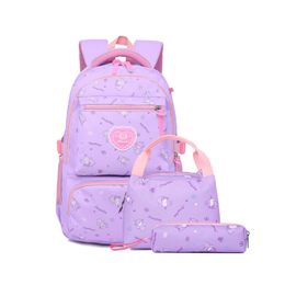 3PCs Set Backpack for Teens Girls Large Capacity Blue Pink Purple Black Schoolbag for Teenage Back to School Lunch Bag