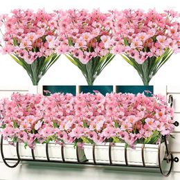 Decorative Flowers 1 Bundle 18Heads Violet Artificial Wall Hanging Fake Flower Bouquet For Outdoor Home Garden Decoration DIY Wedding Party