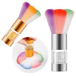 Rainbow Nail Art Dust Brush Acrylic UV Gel Polish Powder Cleaning Tool Soft Glitter Powder Remover Makeup Brushes Manicure Tools