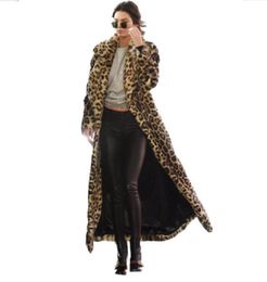 Fashion Winter Fur Long Coat Leopard Women Show Spots Loose Warm Sexy Casual Outerwear Manteau Thick Faux7473253