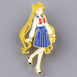 Anime Magic Girl Brooch Girls Women Brooches for Clothing Enamel Pins Briefcase Badges Lapel Pins for Backpack Jewellery Accessory